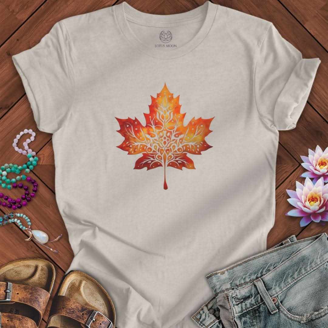 Mandala Maple Leaf Tee Heather Dust