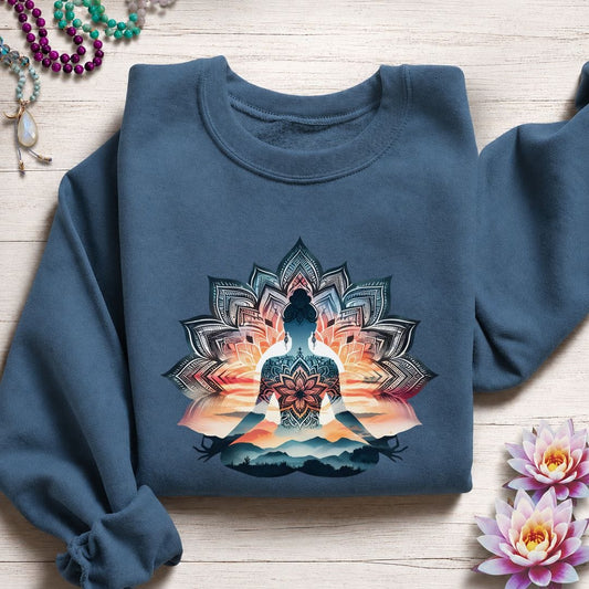 Mandala Meditation Sweatshirt Indigo Blue