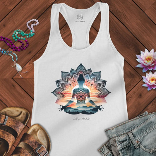 Mandala Meditation Tank Solid White