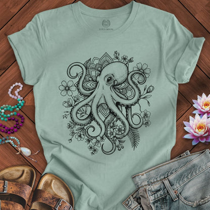 Printify T-Shirt Mandala Octopus Tee Dusty Blue / S