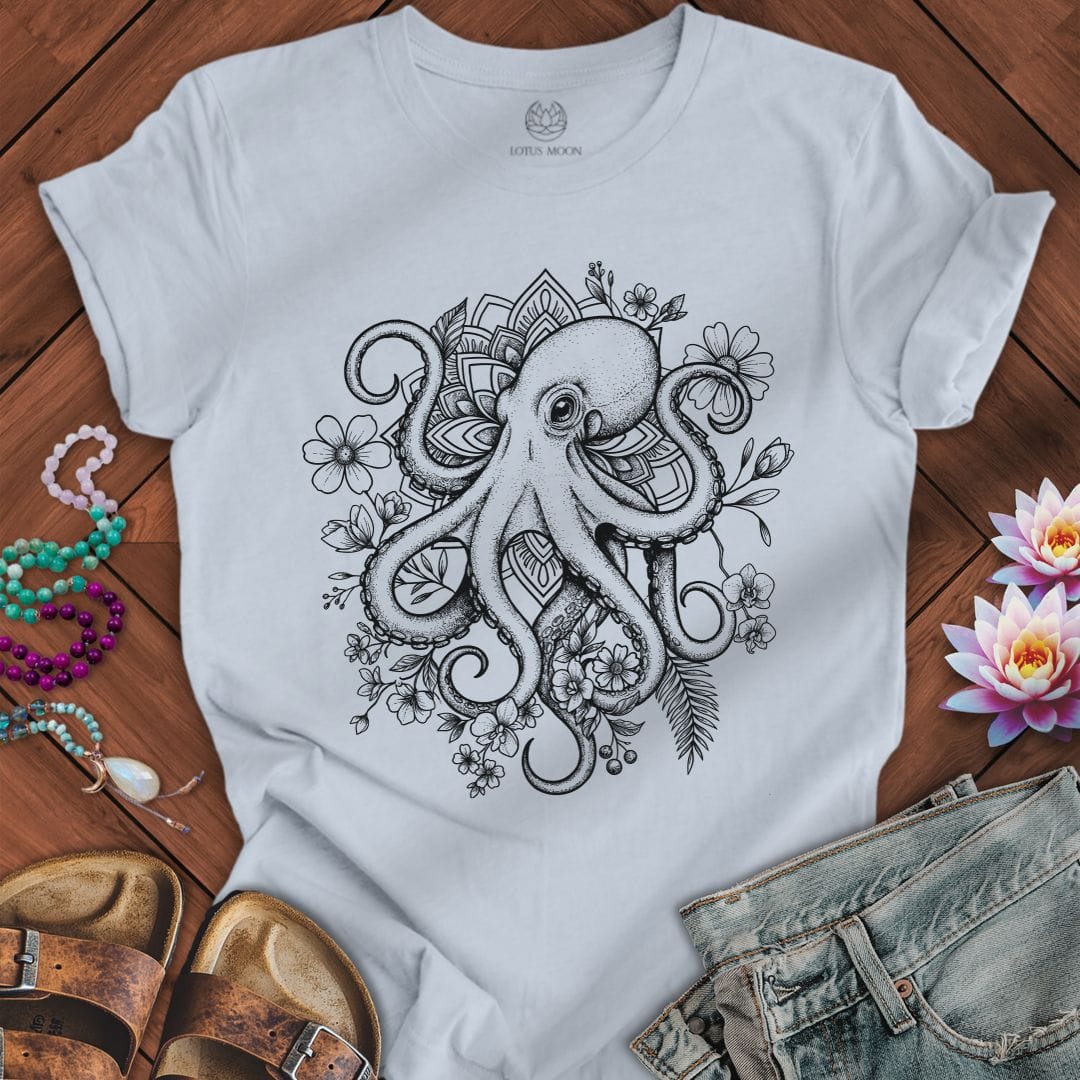 Printify T-Shirt Mandala Octopus Tee Light Blue / S