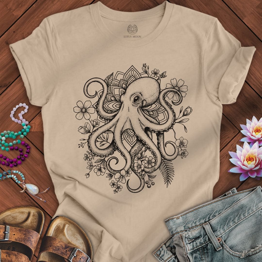 Printify T-Shirt Mandala Octopus Tee Tan / S