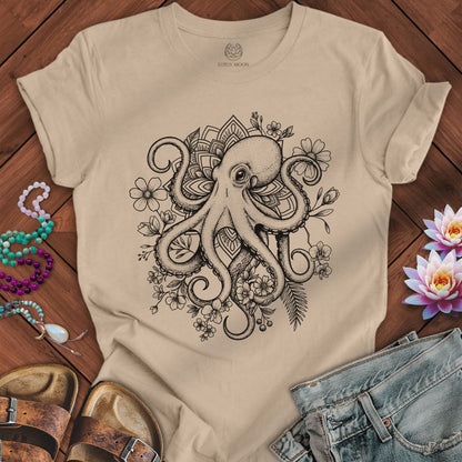 Printify T-Shirt Mandala Octopus Tee Tan / S