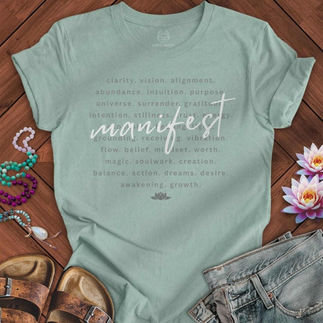 Manifest Text Tee Dusty Blue