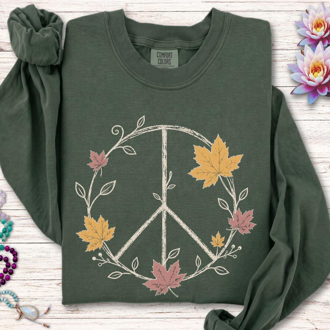 Maple Peace Sign Long Sleeve Tee Hemp
