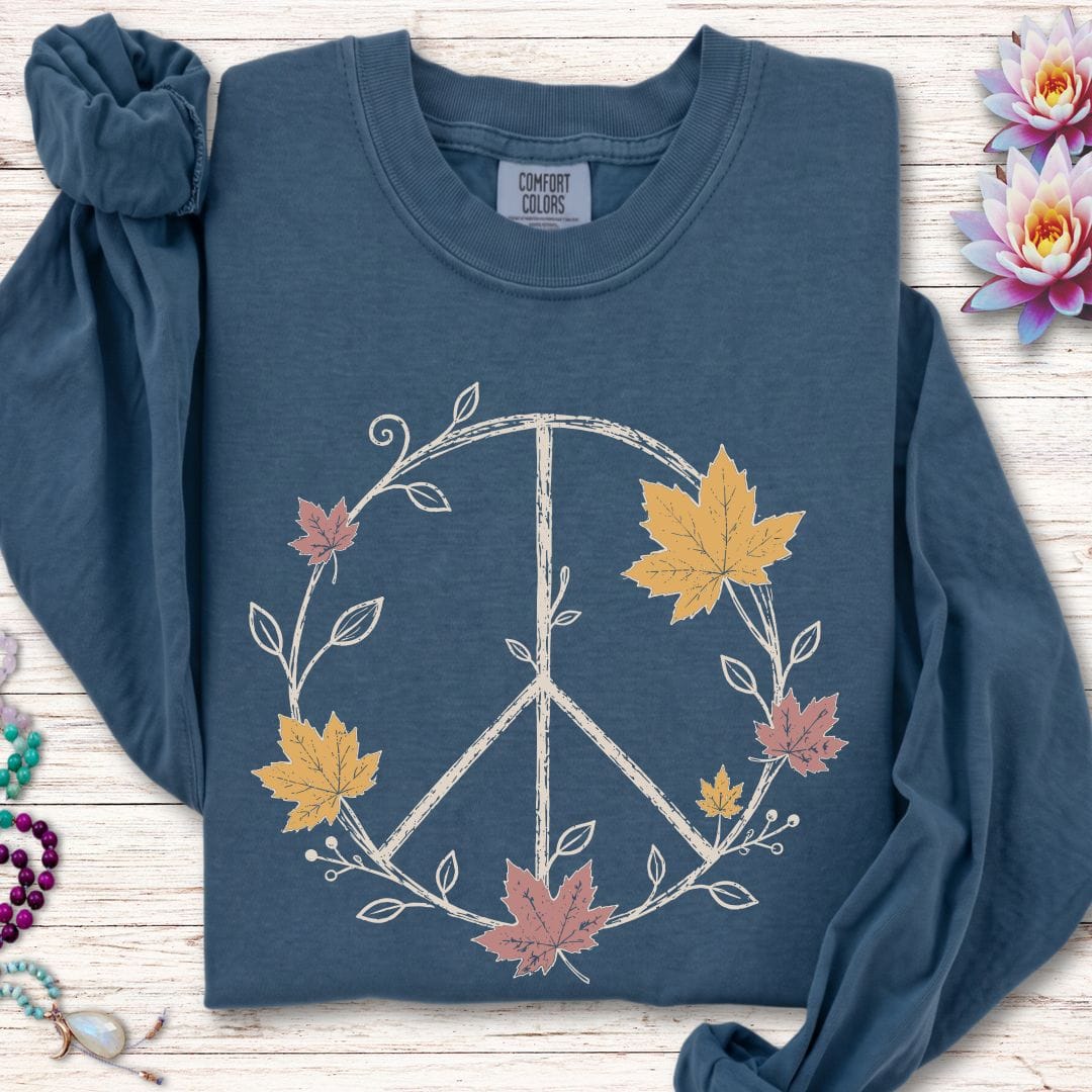 Maple Peace Sign Long Sleeve Tee Midnight