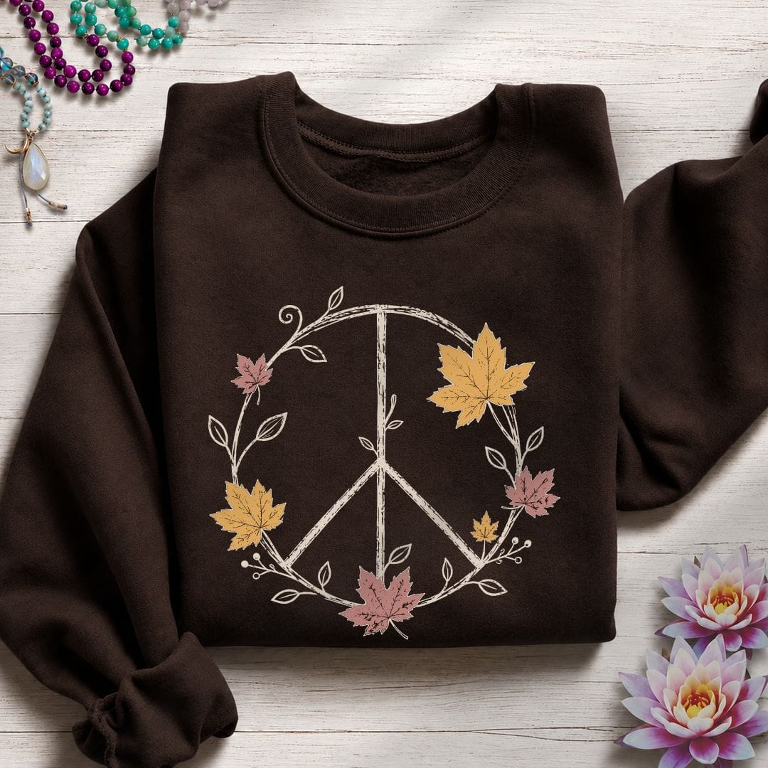 Maple Peace Sign Sweatshirt Dark Chocolate