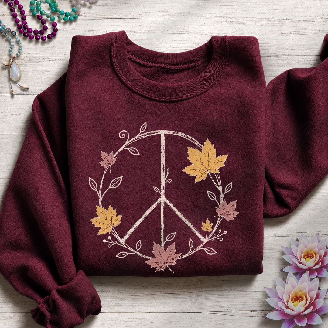 Maple Peace Sign Sweatshirt Maroon