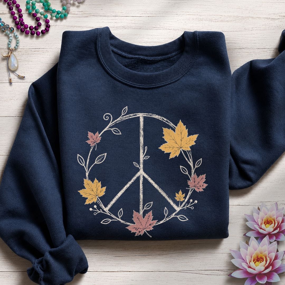 Maple Peace Sign Sweatshirt Navy