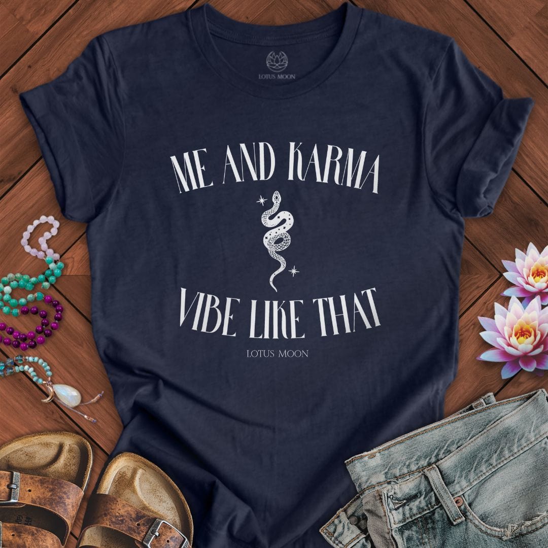 Me and Karma Tee Heather Midnight Navy