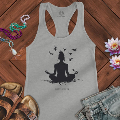 Meditation With Birds Tank Heather Grey