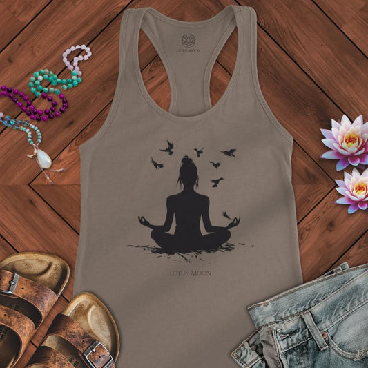 Meditation With Birds Tank Solid Warm Gray