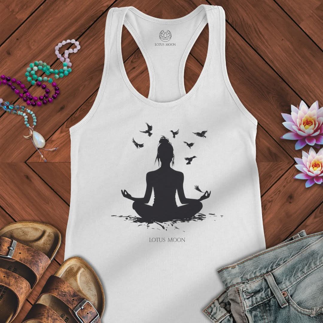 Meditation With Birds Tank Solid White