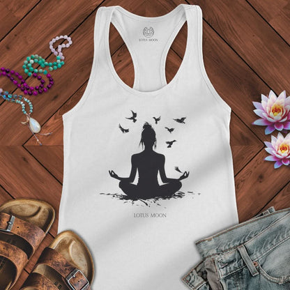 Meditation With Birds Tank Solid White