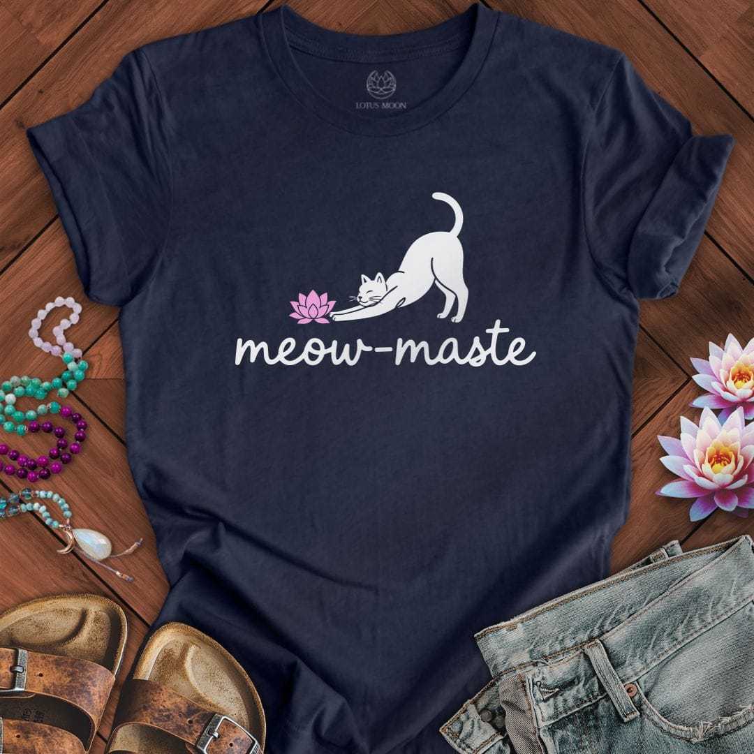 Printify T-Shirt Meowmaste Lotus Tee Heather Midnight Navy / S