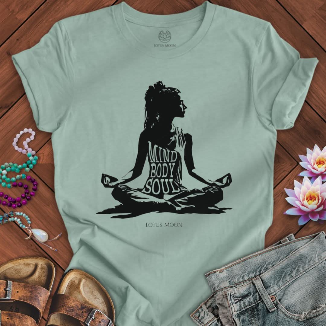 Mind Body Soul Tee Dusty Blue