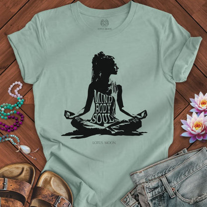 Mind Body Soul Tee Dusty Blue