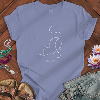 Minimalist Karma Cat Tee Lavender Blue