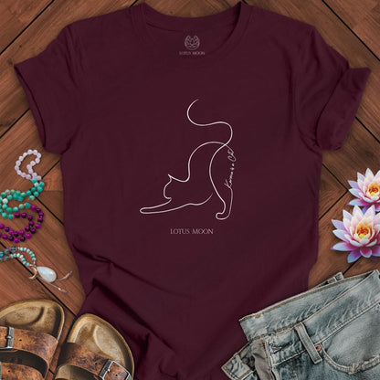 Minimalist Karma Cat Tee Maroon