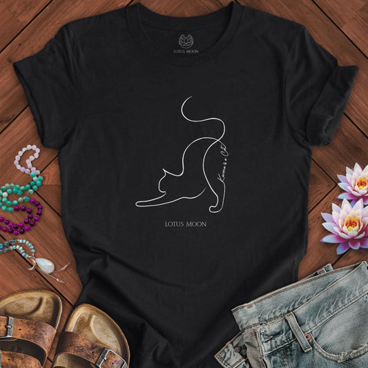 Minimalist Karma Cat Tee Solid Black Blend