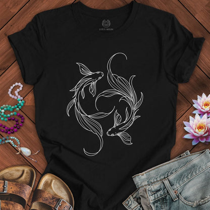 Printify T-Shirt Minimalist Koi Tee Black Heather / S