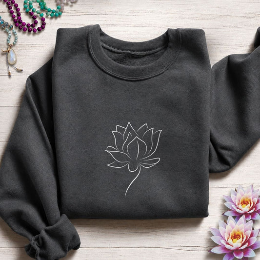 Minimalist Lotus Sweatshirt Dark Heather