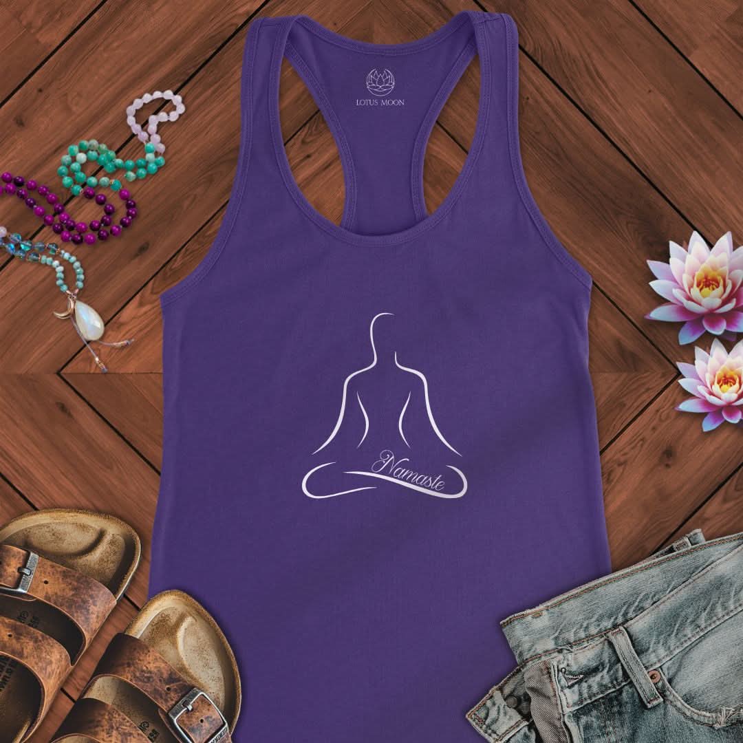 Minimalist Namaste Tank Solid Purple Rush