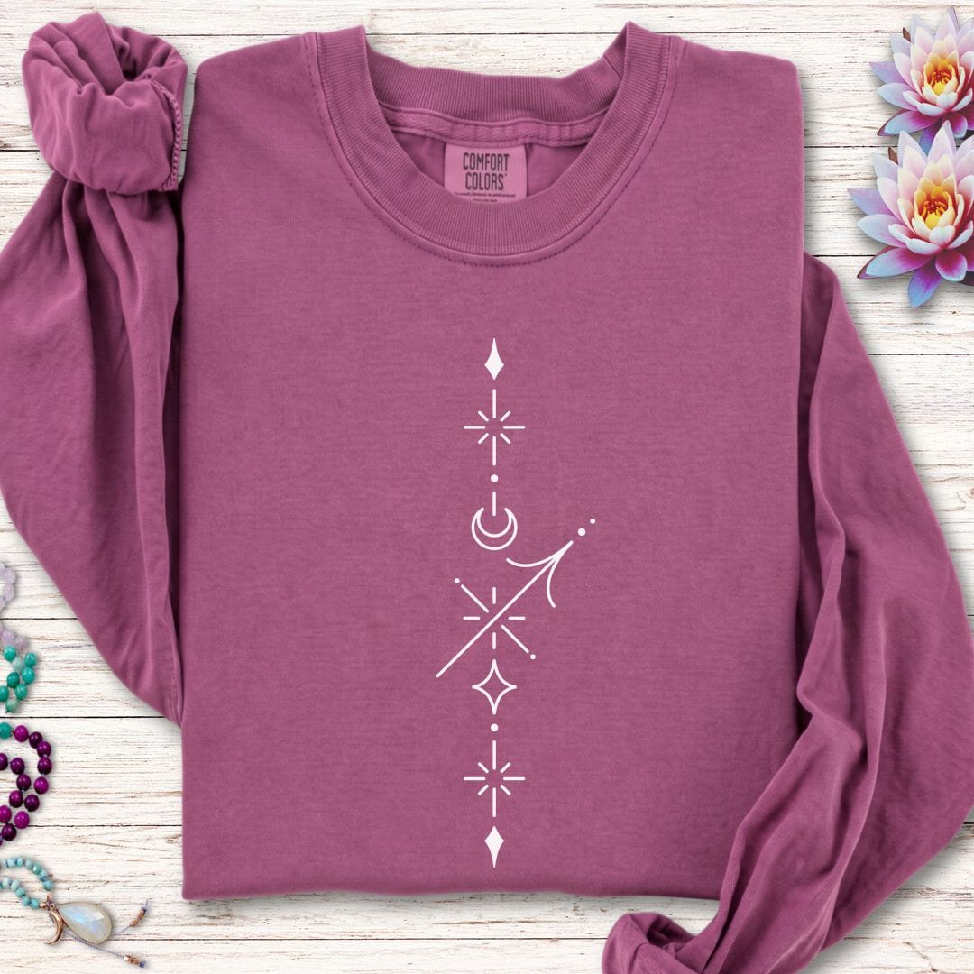 Minimalist Sagittarius Long Sleeve Tee Berry