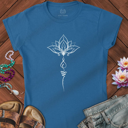 Minimalist Unalome Lotus Fitted Tee Royal