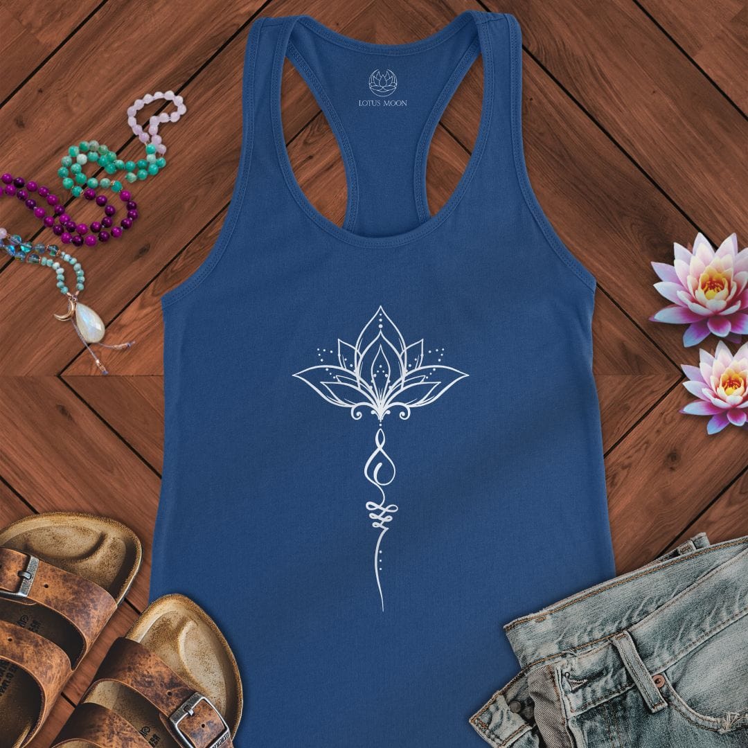 Minimalist Unalome Lotus Tank Solid Royal