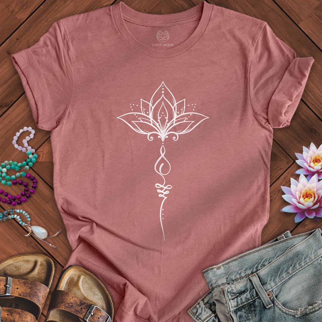 Minimalist Unalome Lotus Tee Heather Mauve