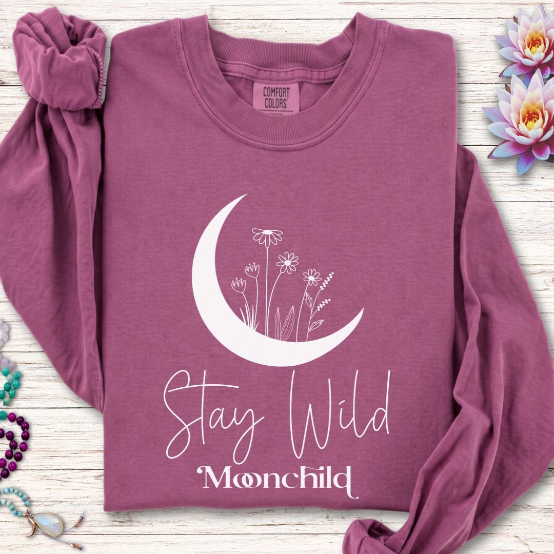 Printify Long-sleeve Moon Child Long Sleeve Tee Berry / S