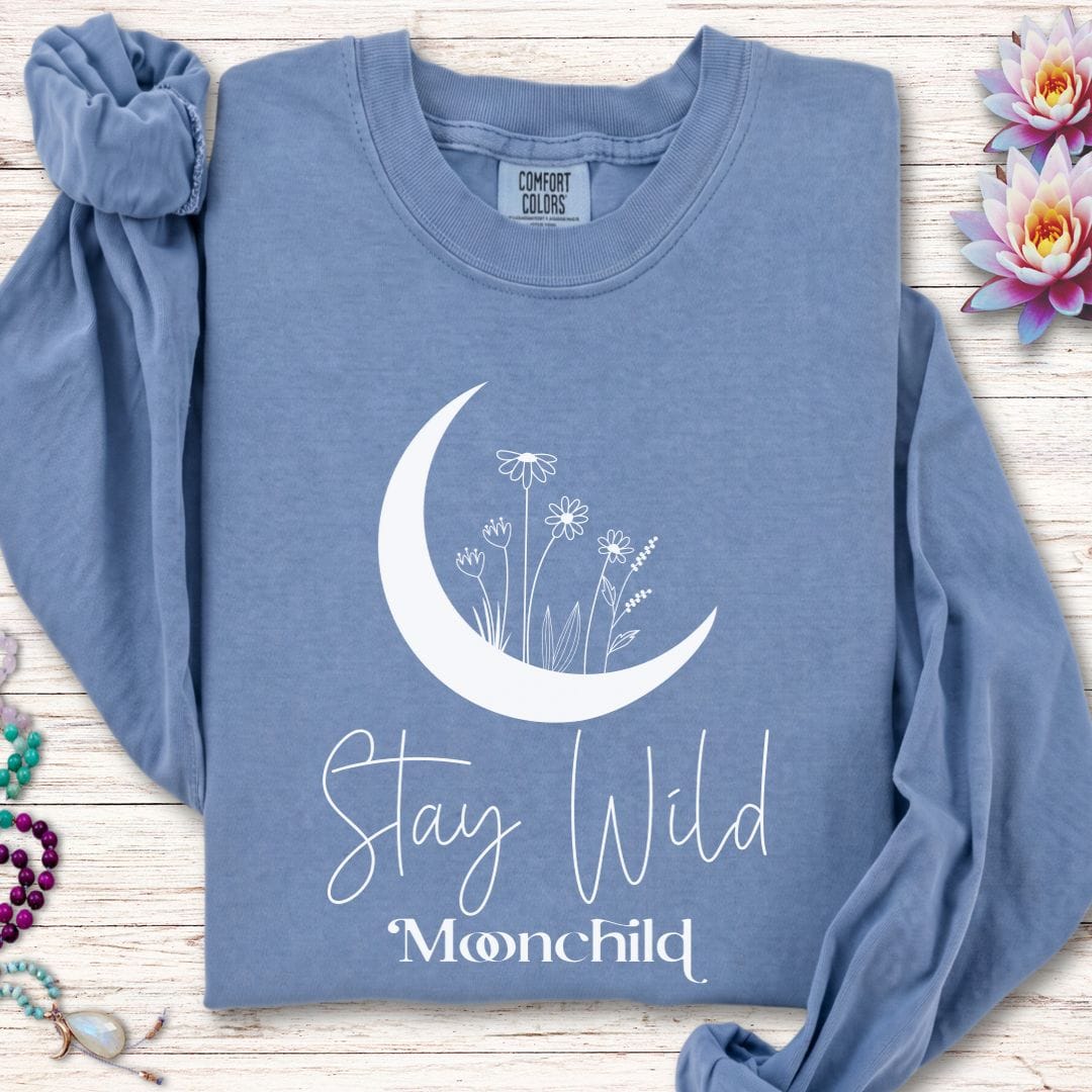 Printify Long-sleeve Moon Child Long Sleeve Tee Blue Jean / S