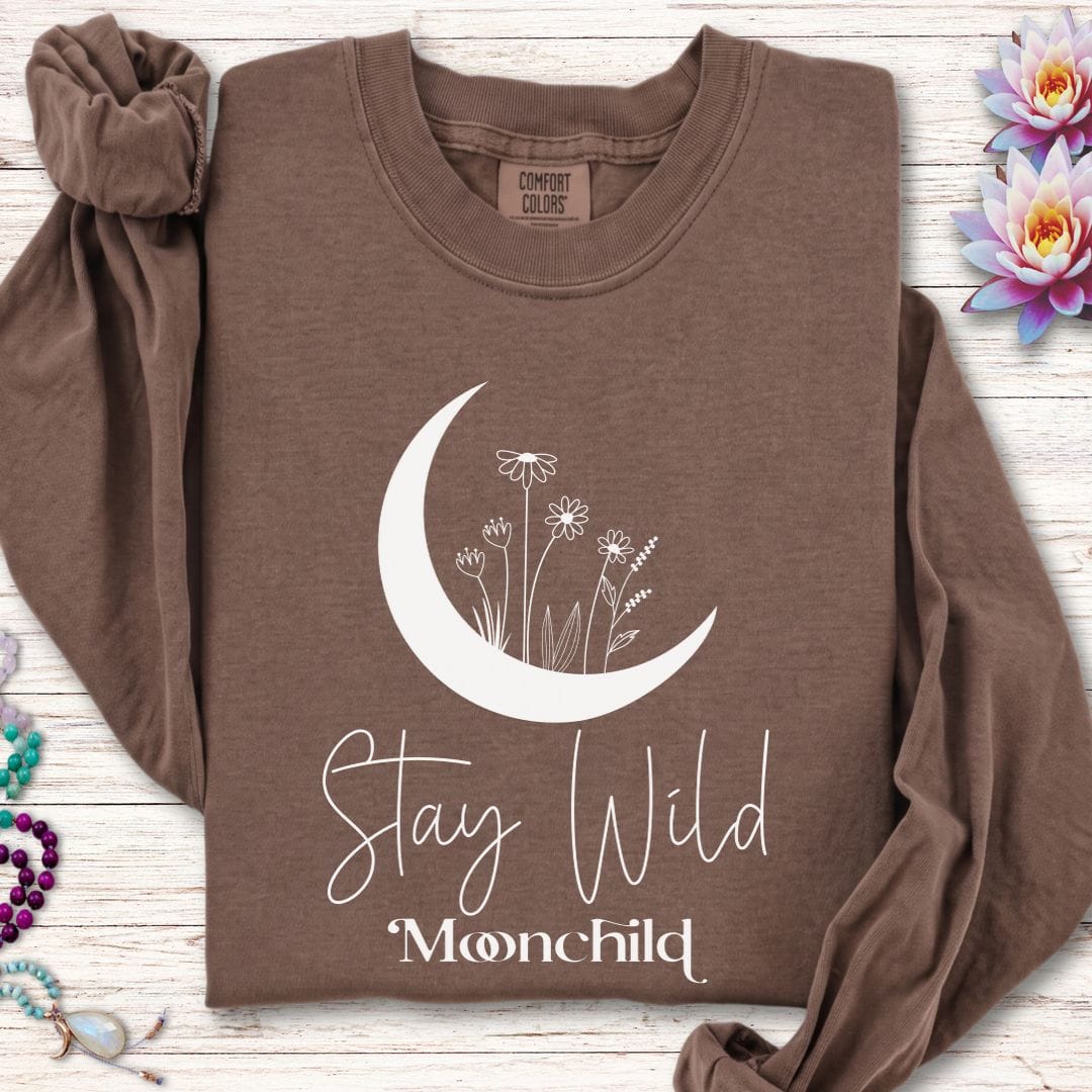 Printify Long-sleeve Moon Child Long Sleeve Tee Espresso / S