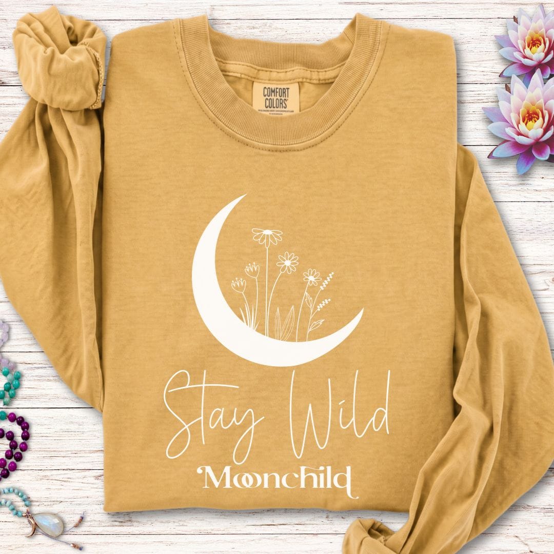 Printify Long-sleeve Moon Child Long Sleeve Tee Mustard / S