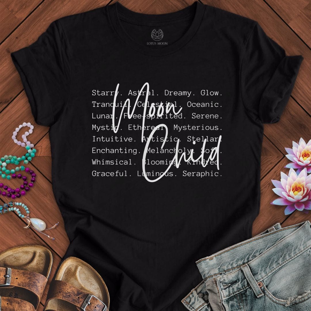 Moon Child Text Tee Black Heather