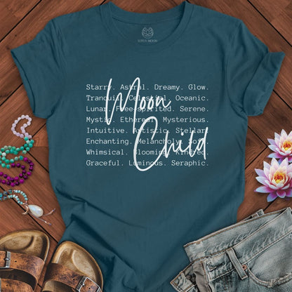 Moon Child Text Tee Deep Teal
