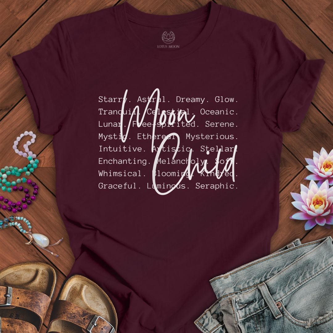 Moon Child Text Tee Maroon