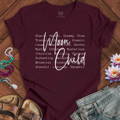 Moon Child Text Tee Maroon
