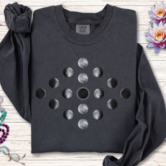 Moon Phase Diamond Long Sleeve Tee Graphite