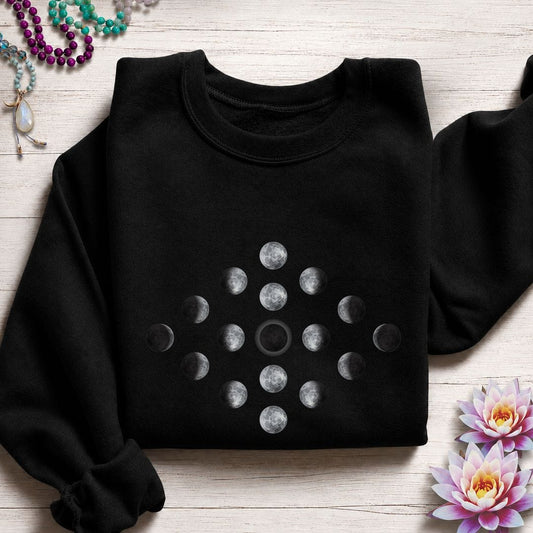 Moon Phase Diamond Sweatshirt Black