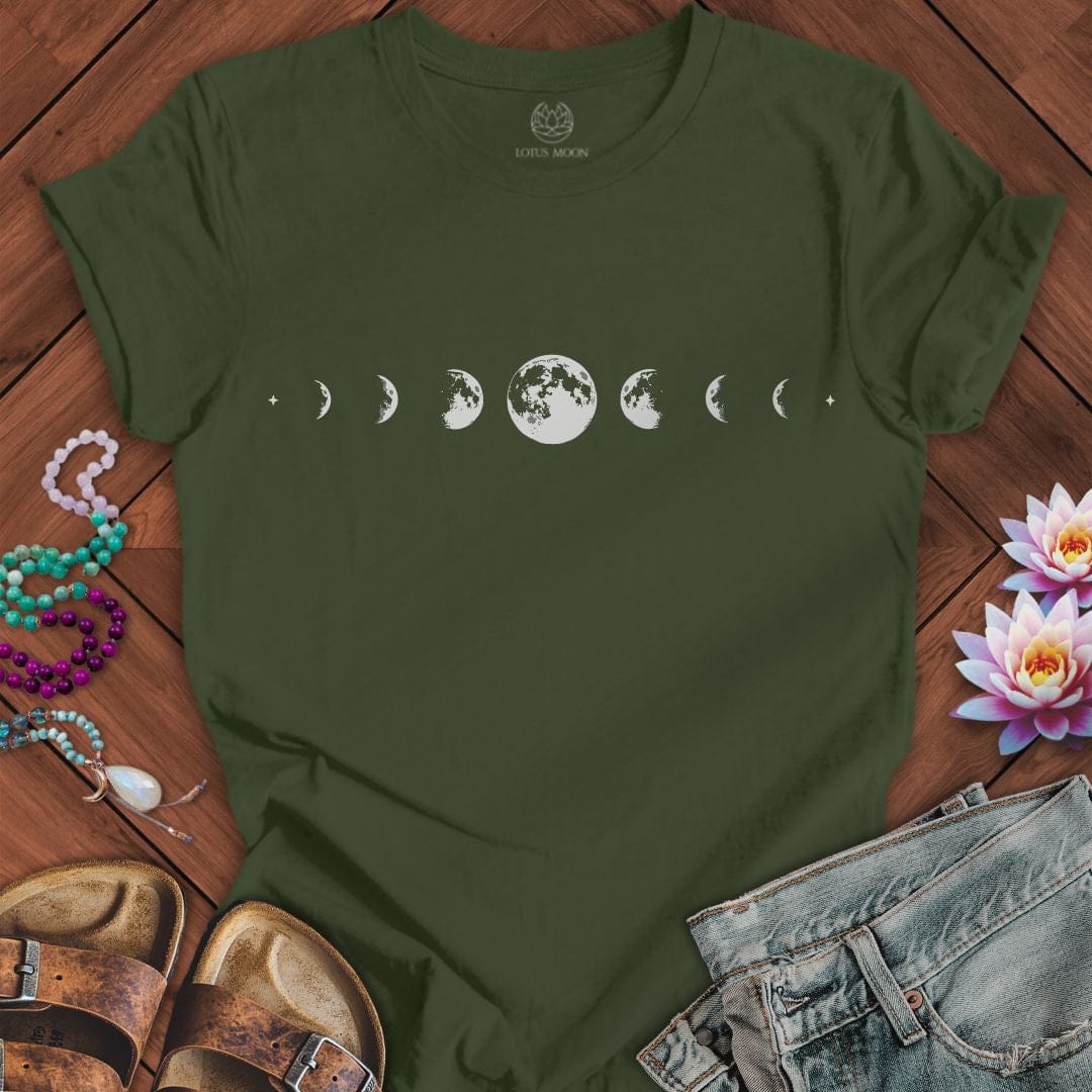 Moon Phases Tee Military Green