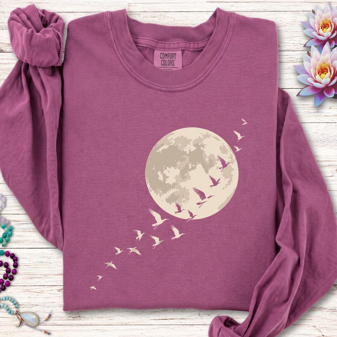 Printify Long-sleeve Moonlight Flight Long Sleeve Tee Berry / S