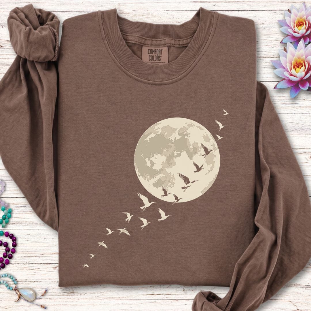 Printify Long-sleeve Moonlight Flight Long Sleeve Tee Espresso / S