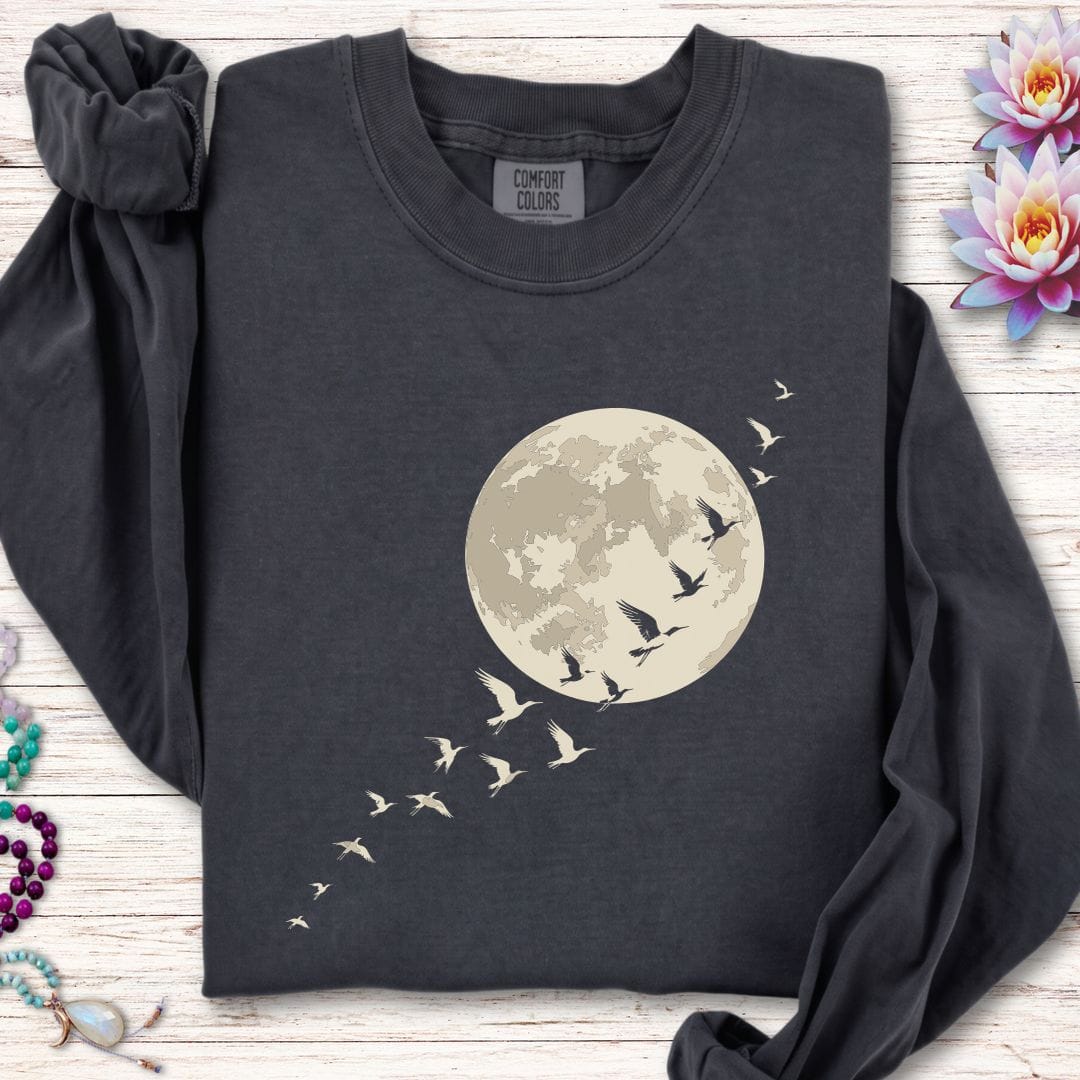 Printify Long-sleeve Moonlight Flight Long Sleeve Tee Graphite / S