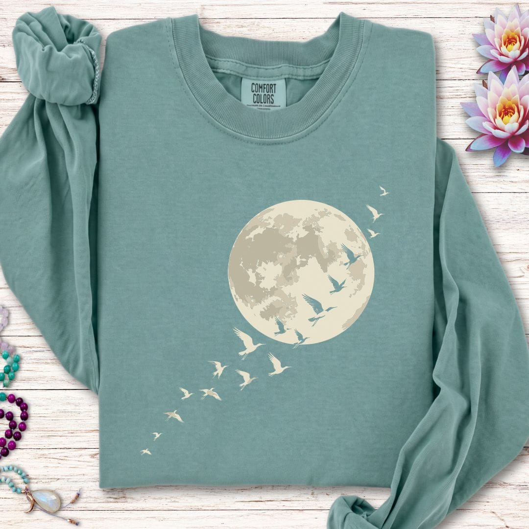 Printify Long-sleeve Moonlight Flight Long Sleeve Tee Light Green / S