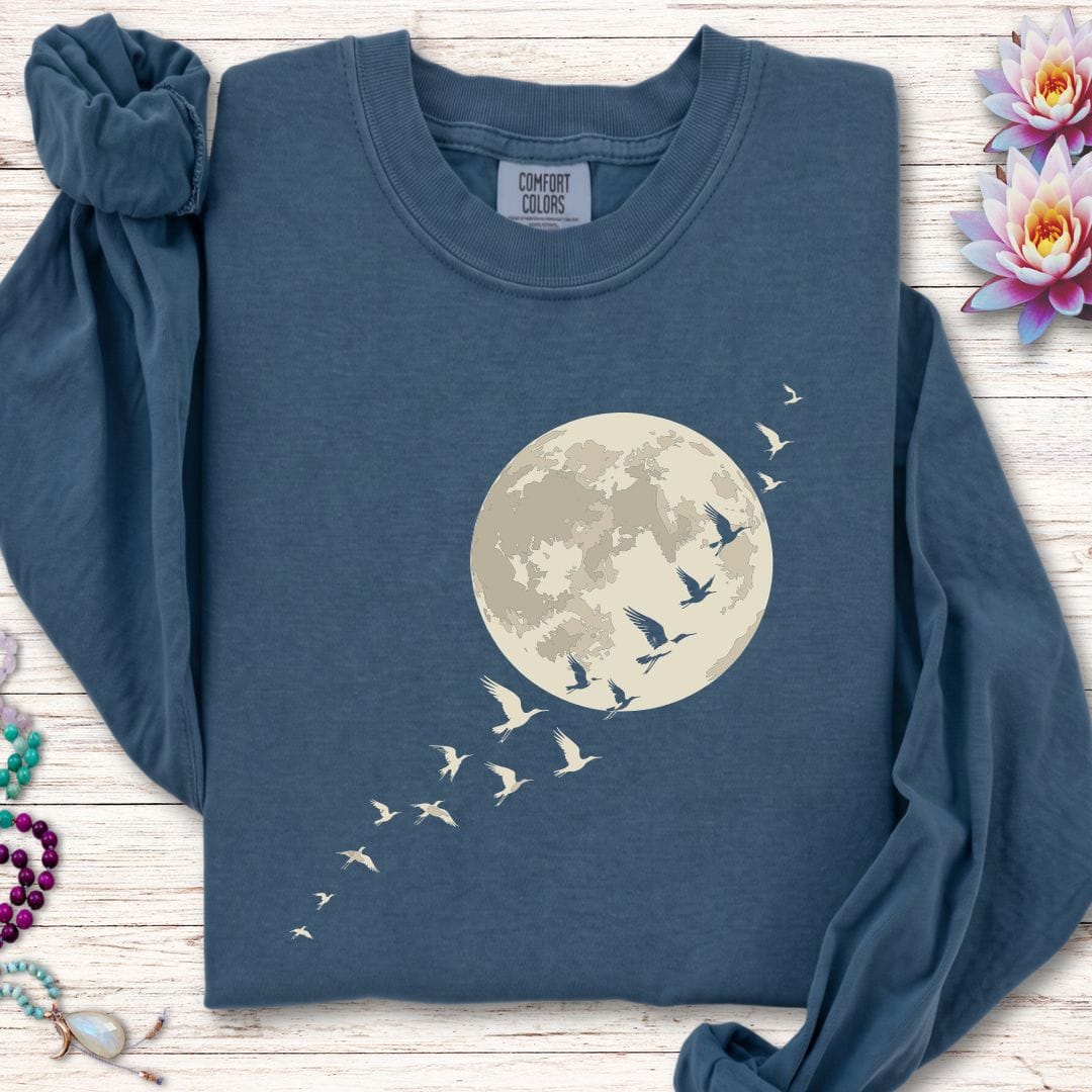Printify Long-sleeve Moonlight Flight Long Sleeve Tee Midnight / S