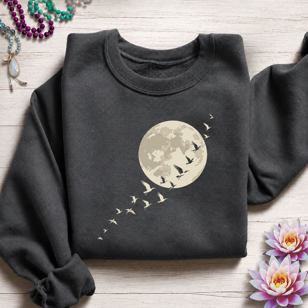 Printify Sweatshirt Moonlight Flight Sweatshirt Dark Heather / S