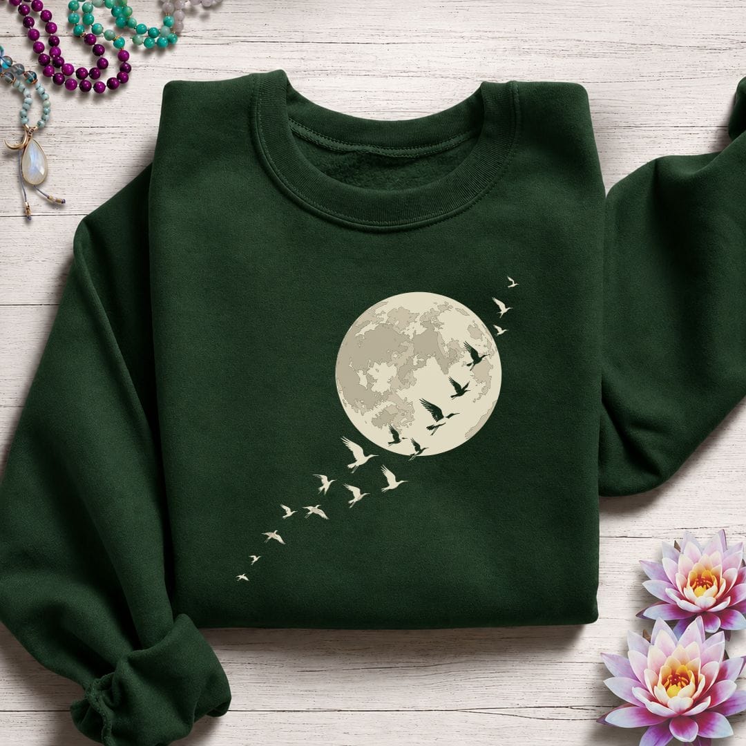 Printify Sweatshirt Moonlight Flight Sweatshirt Forest Green / S