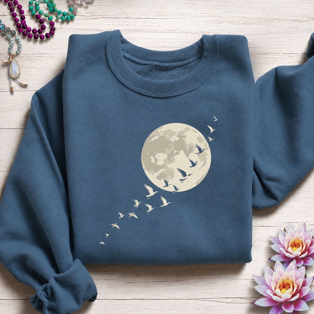 Printify Sweatshirt Moonlight Flight Sweatshirt Indigo Blue / S